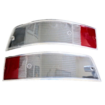 Porsche 911 912 69-89 Clear Rear Turn Signal Tail Light Lens-Silver Trim