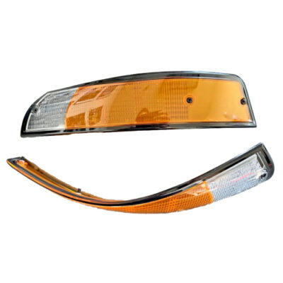 Porsche 911 912 69-73 Euro Front Turn Signal Light Lens Pair- Black Trim