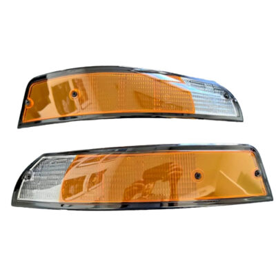 Porsche 911 912 69-73 Euro Front Turn Signal Light Lens Pair- Black Trim